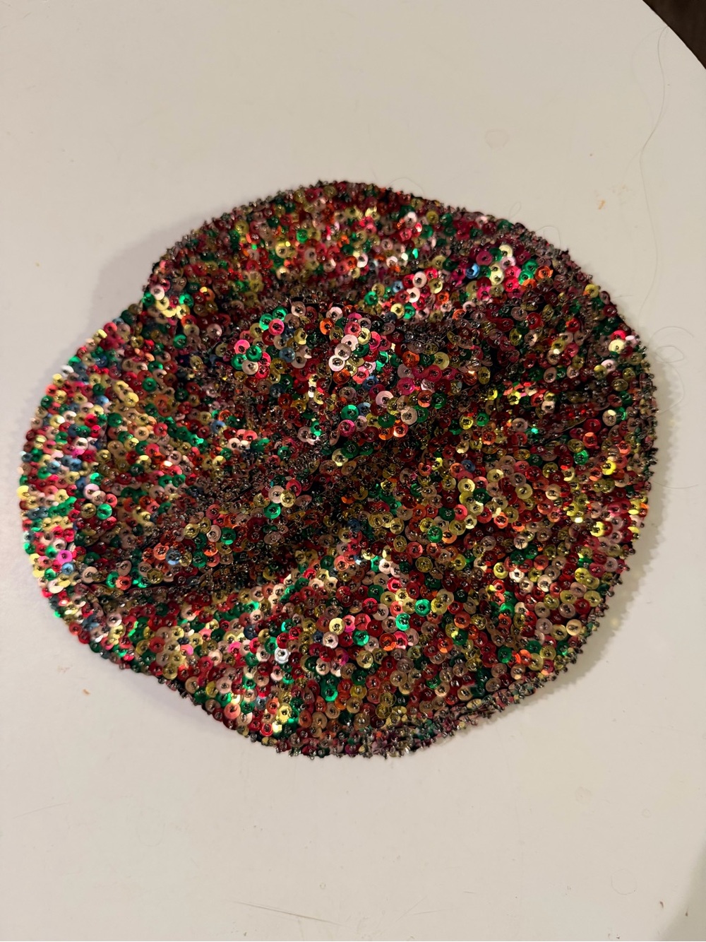 Vintage 90s Ultra Sequined Newsboy Hat Womens Multicolor Beret Paperboy Cap - Picture 5 of 11